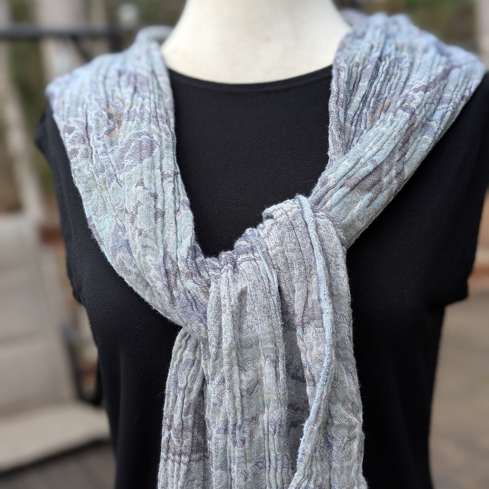 Super Soft Grayish Blue Paisley Scarf